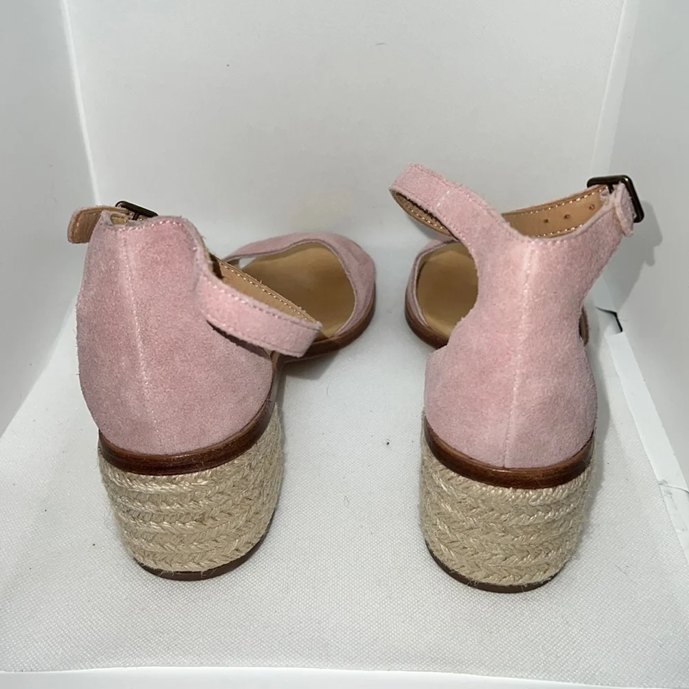 Soludos‎ Capri block heel espadrilles ankle strap blush pink suede sandals Sz 10